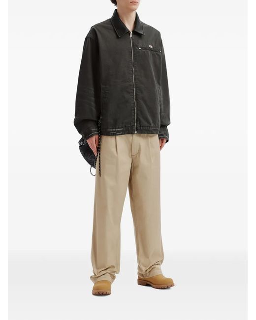Musium Div. Black Logo-Patch Zip-Up Jacket for men