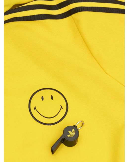 Adidas Yellow Smiley Three-Stripe Track Top
