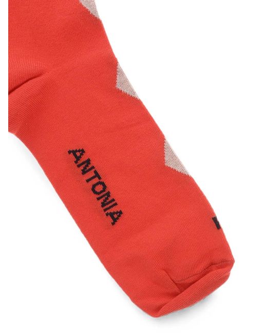 In The Box Red Diamond-Pattern Socks for men
