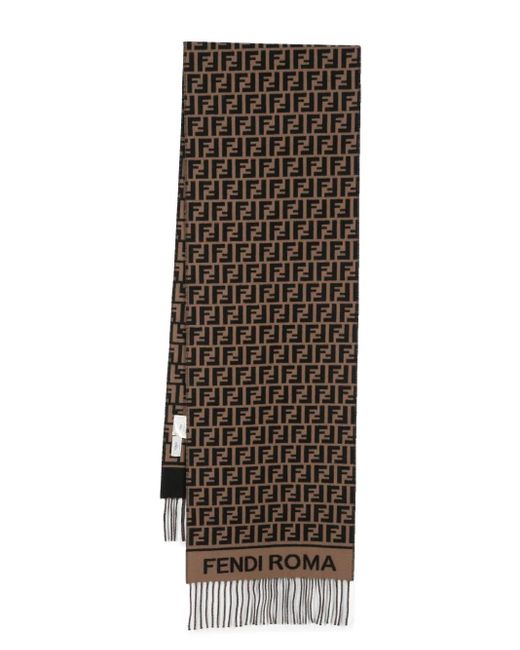 Fendi Brown Jacquard Ff-Motif Scarf