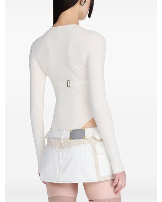 Dion Lee White Cut-out Long-sleeve Bodysuit