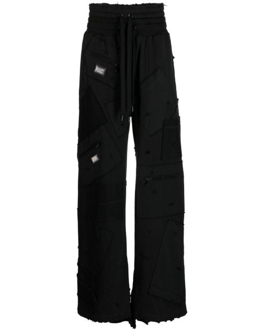 Dolce & Gabbana Black Patchwork Wide-leg Track Pants for men