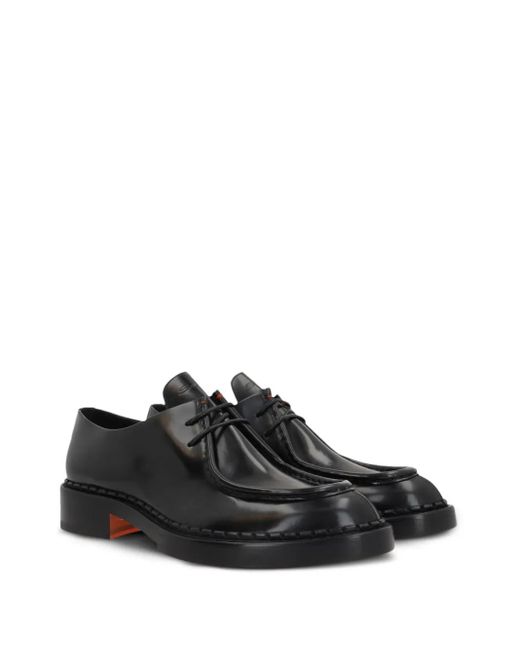 Santoni Black X 10 Corso Como Leather Lace-Up Shoes
