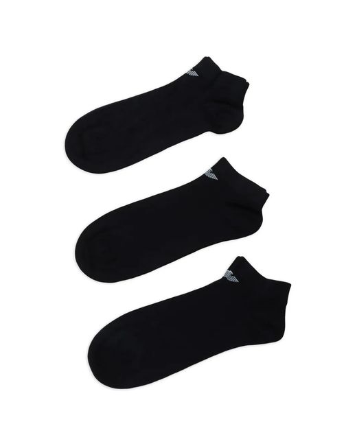 Emporio Armani Black Logo Socks (Set Of Three) for men