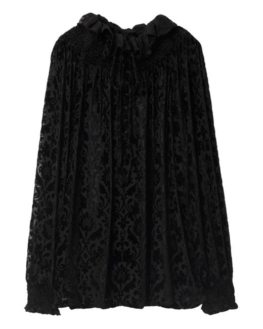 Burberry Black Baroque Silk Blend Velvet Blouse