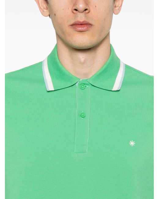 Manuel Ritz Green Logo-embroidered Cotton Polo Shirt for men