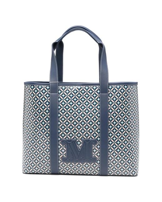 Max Mara Blue Geometric-Print Tote Bag