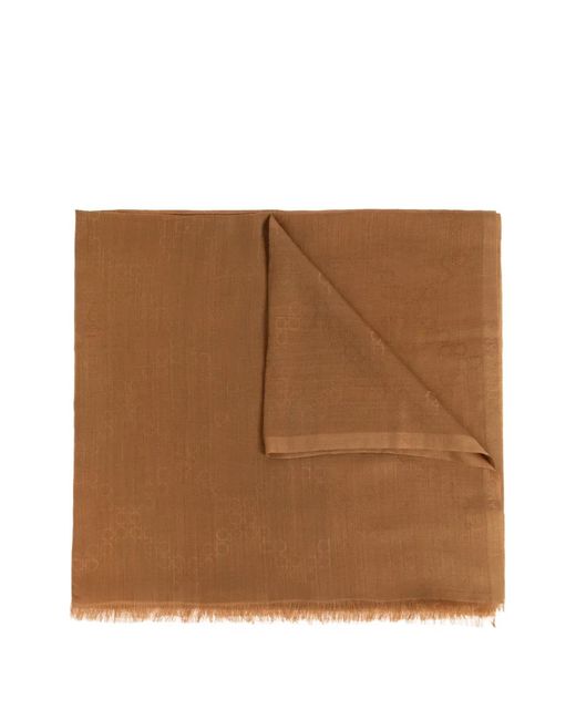 Sciarpa Con Monogramma Gancini di Ferragamo in Brown