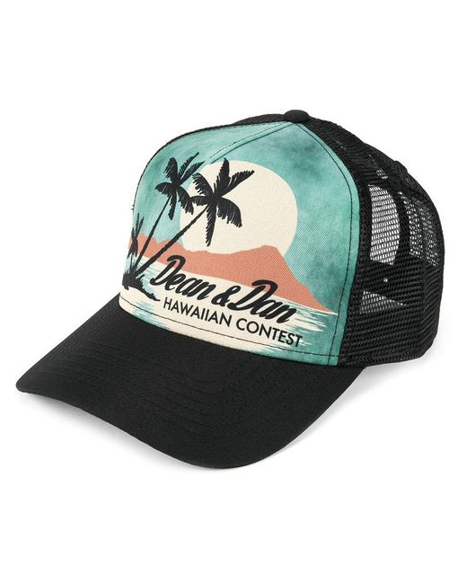 DSquared² Black Hawaiian Print Baseball Cap for men