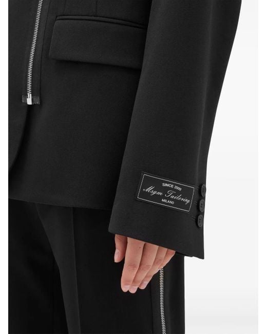 MSGM Black Zipped Single-Breasted Blazer