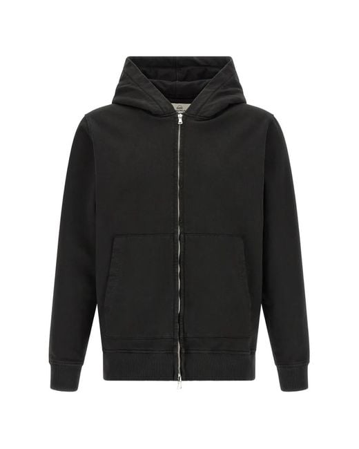 Riviera Black Brushed Cotton-Zip Hoodie for men