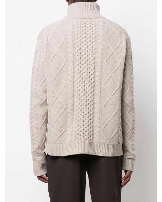 Nanushka White Button-Collar Cable-Knit Jumper for men