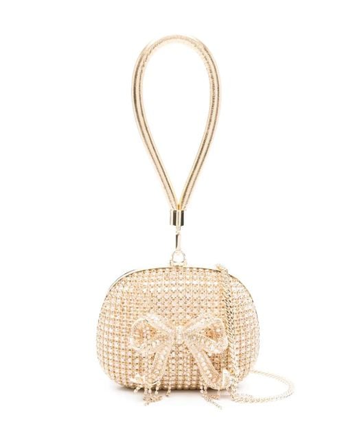 Self-Portrait Natural Mini-Clutch mit Kristallen
