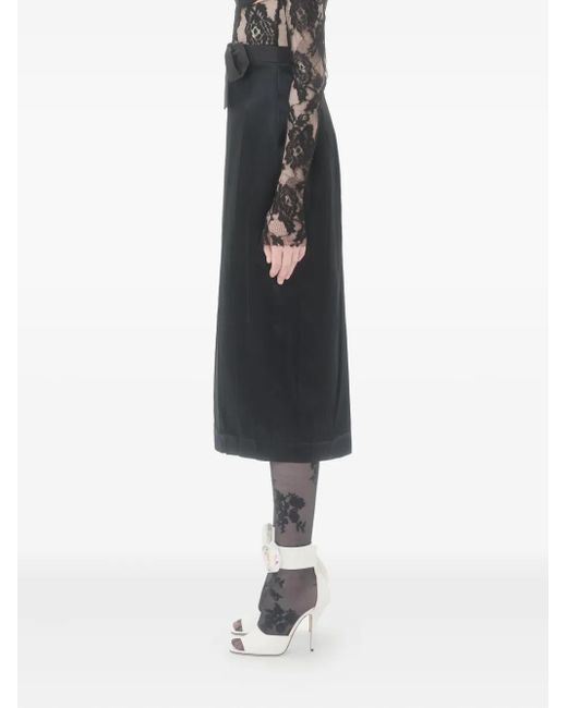 Valentino Garavani Black Bow-Detail Satin Midi Skirt