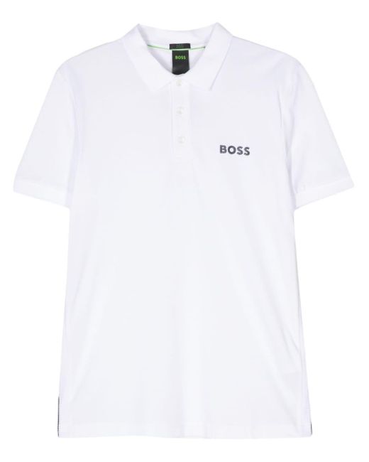 Boss Poloshirt mit gummiertem Logo in White für Herren