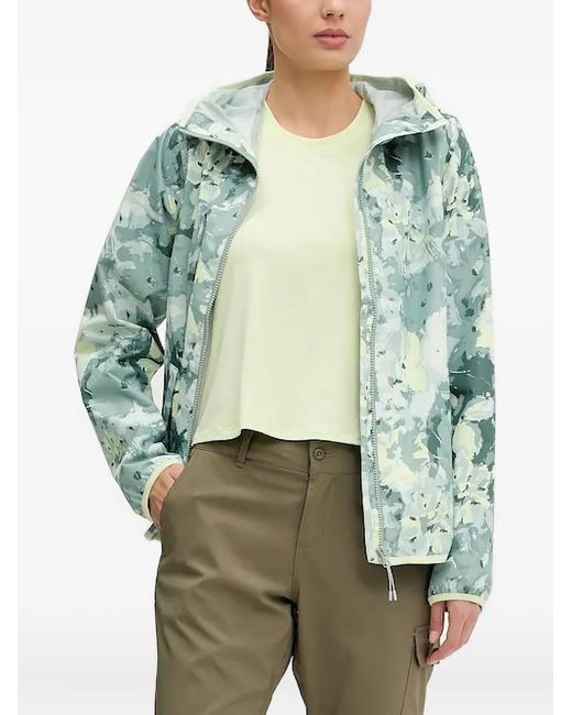 Helly Hansen Green Floral-Print Hooded Jacket