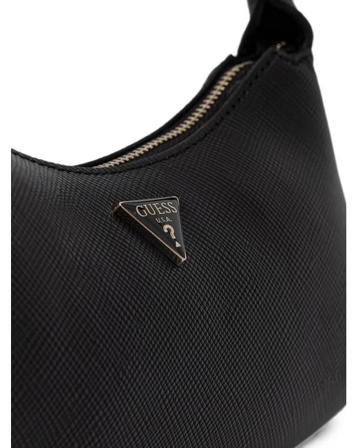 Guess Black Gilda Logo-Plaque Chain-Link Shoulder Bag