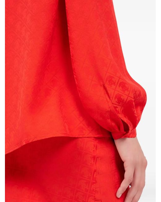 Roberto Cavalli Red Cut-Out-Detail Blouse