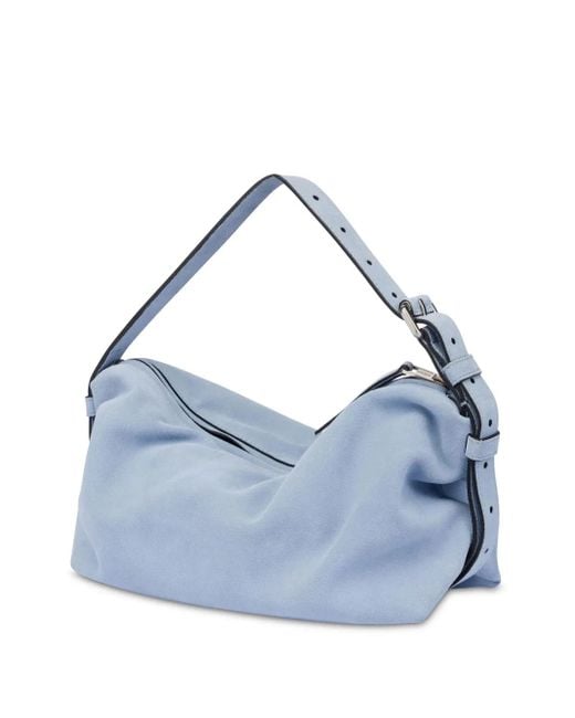 Moschino Blue Tie Me Suede Shoulder Bag
