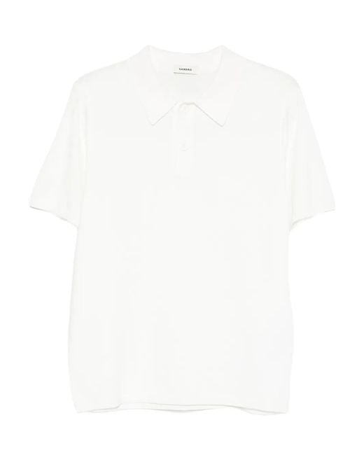Sandro White Short-Sleeve Polo Shirt for men