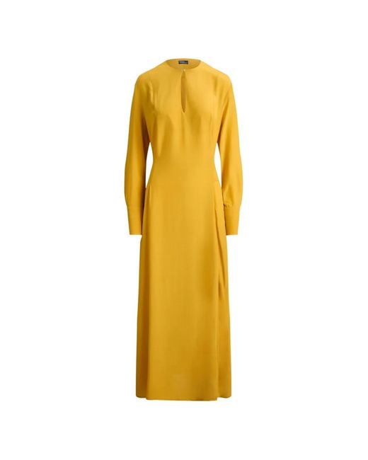 Polo Ralph Lauren Yellow Elouise Tie-Waist Long-Sleeve Dress
