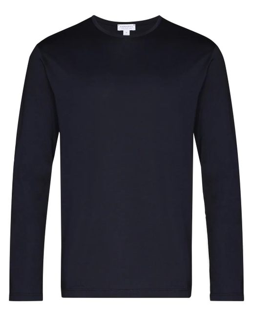Sunspel Blue Long-Sleeve T-Shirt for men