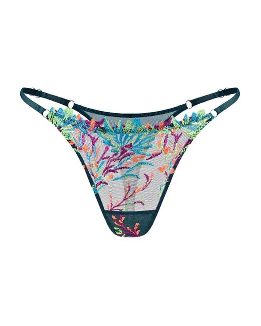 Zhilyova Blue Floral Embroidered G-String