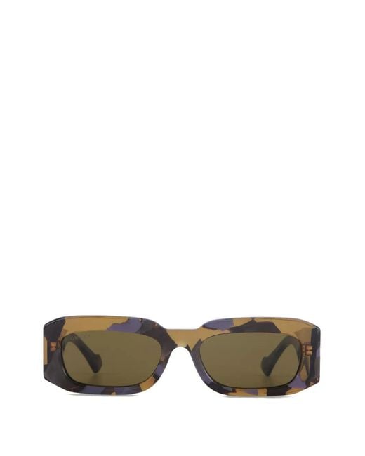 Gucci Brown Graphic-Print Rectangular-Frame Sunglasses