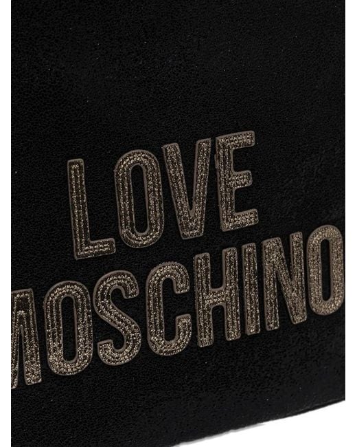 Love Moschino Black Embellished-Lettering Tote Bag