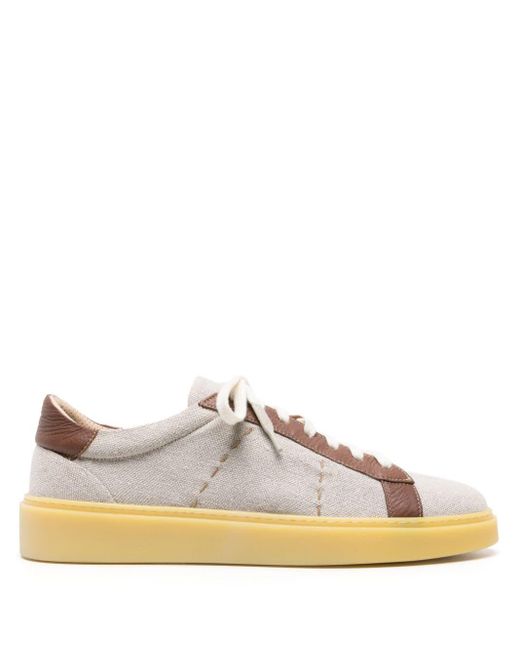 Eleventy Natural Panelled Canvas Sneakers for men