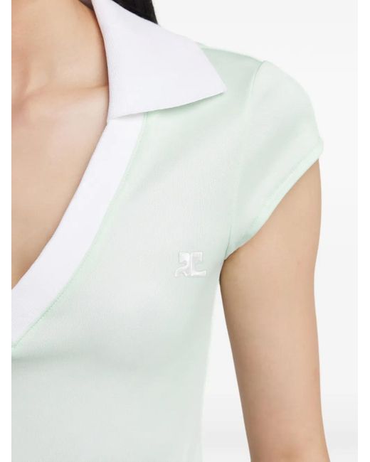 Courreges White Logo Cropped Polo Shirt