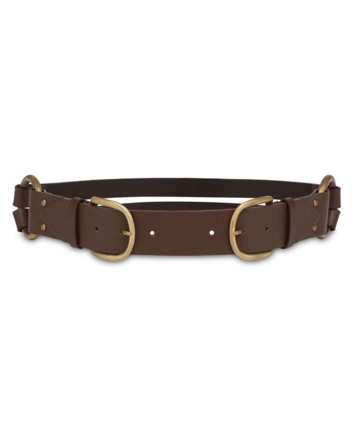 Alberta Ferretti Brown Double-buckle Leather Belt