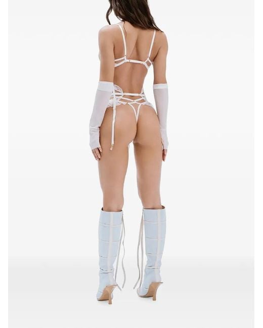 GOD SAVES QUEENS White Lace-Trim Underwired Bras