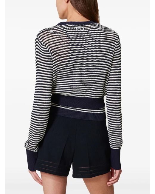 Twinset Black Striped Oval T Cardigan