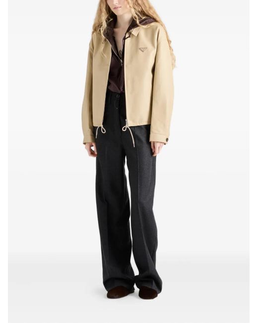 Prada Natural Logo-Detail Leather Jacket