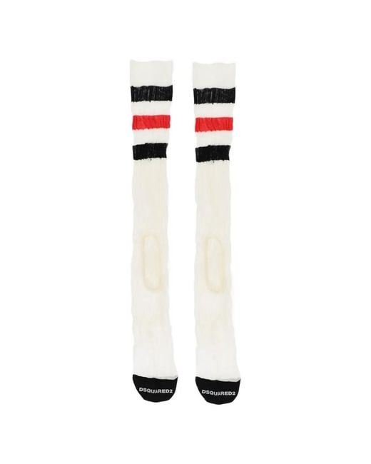 DSquared² White Striped Ribbed Socks