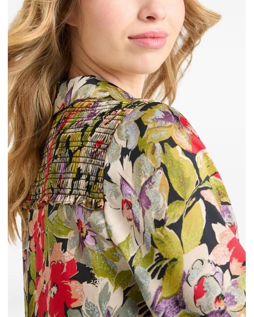 Cinq À Sept Black Damia Floral Smocked Mini Dress