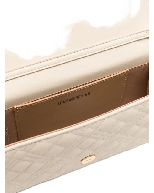 Love Moschino Natural Quilted Chain Clutch Bag