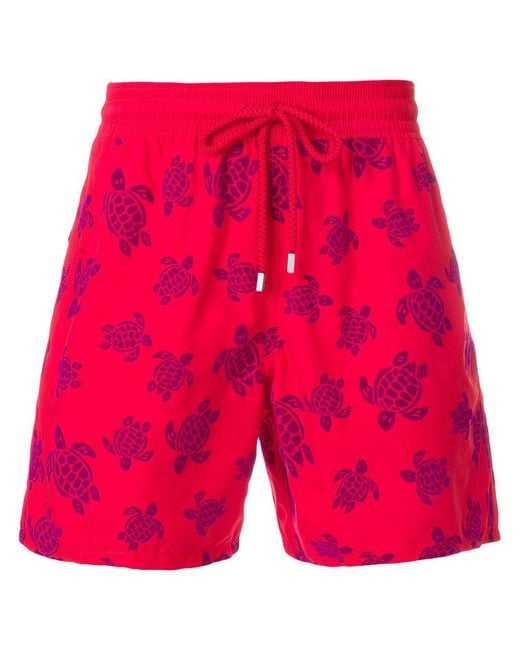 Vilebrequin Red Turtle Print Swim Shorts for men