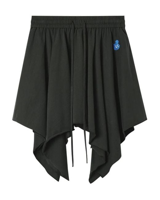 Mini Cream Black Drawstring-Fastening Skirt