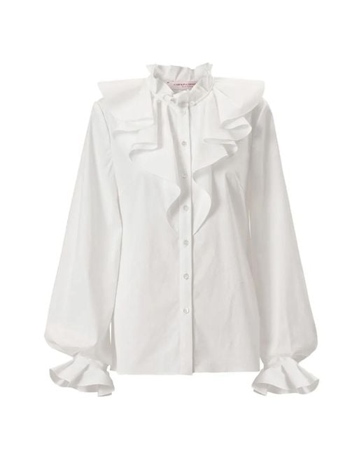Carolina Herrera White Ruffle Blouse