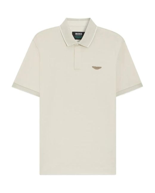 Polo À Patch Logo Boss pour homme en coloris White