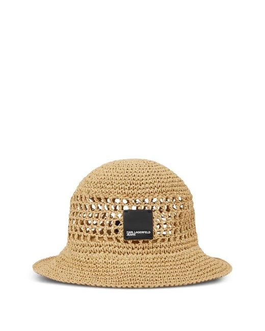 Karl Lagerfeld Metallic Raffia Bucket Hat