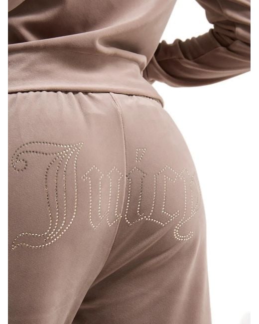 Juicy Couture Pink Velour-Diamanté Track Pants