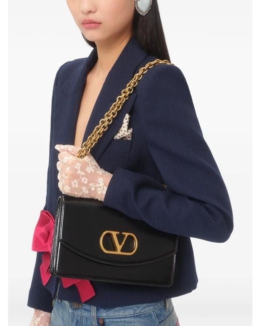 Valentino Garavani Blue Bow-Detail Single-Breasted Blazer