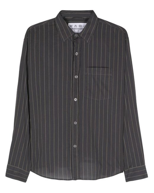 mfpen Black Executive Striped Cotton Shirt for men
