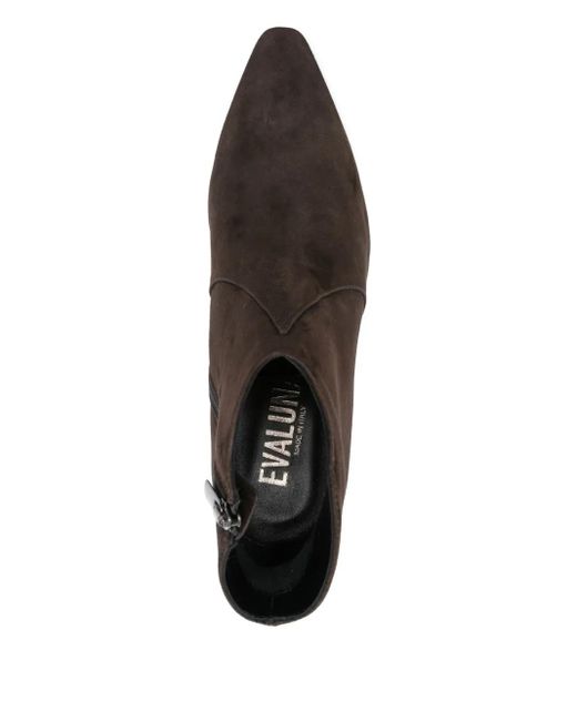 Evaluna ポインテッドトゥ アンクルブーツ 80mm Brown