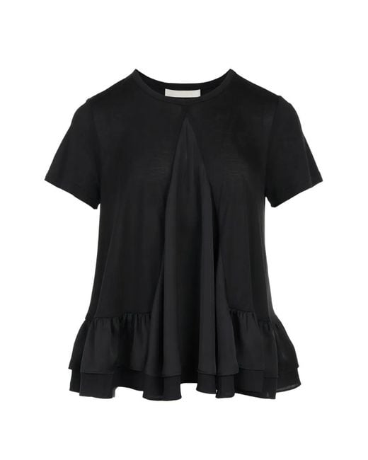 Club21 Black Kayla Peplum-Hem T-Shirt