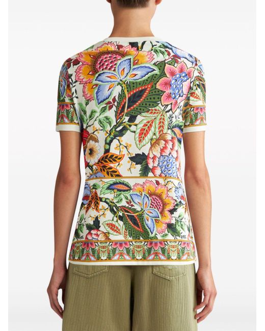 Etro T-shirt Met Bloemenprint in het Multicolor