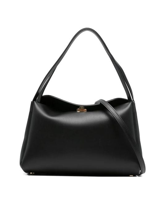 THEMOIRÈ Black Clasp-Fastening Shoulder Bag